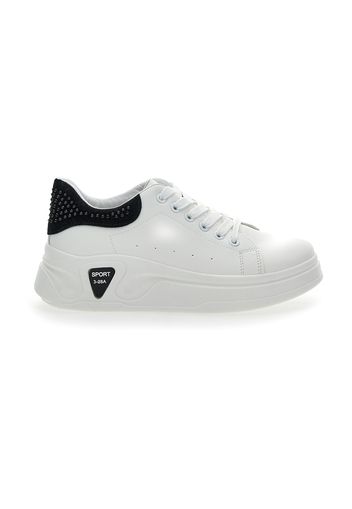 Pushy Wamp Sneakers Donna Bianco/nero In Materiale Sintetico Con Chiusura Stringata