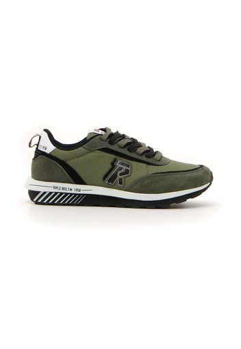 Rifle Sneakers Uomo Verde In Pelle/materiale Sintetico Con Chiusura Stringata