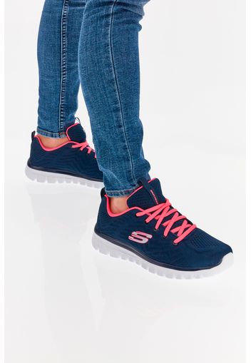 Skechers Scarpe Da Ginnastica Donna Blu In Materie Tessili Con Chiusura Stringata