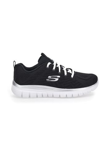 Skechers Scarpe Da Ginnastica Donna Nero In Materie Tessili Con Chiusura Stringata