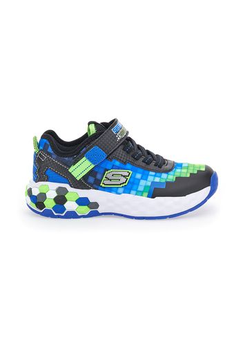 Skechers Sneakers Bambino Nero In Materie Tessili/materiale Sintetico Con Chiusura In Velcro