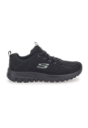 Skechers Scarpe Da Ginnastica Donna Nero In Materie Tessili Con Chiusura Stringata