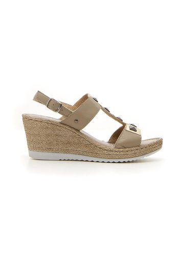 The First Sandali Donna Beige In Pelle Con Chiusura Con Cinturino