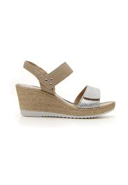 The First Sandali Donna Beige In Pelle Con Chiusura In Velcro