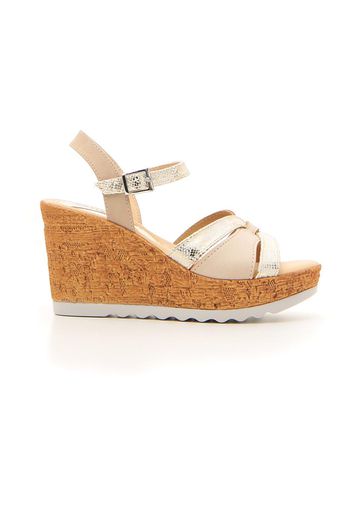 Vany Clipps Sandali Donna Beige In Pelle/materiale Sintetico Con Chiusura Con Cinturino