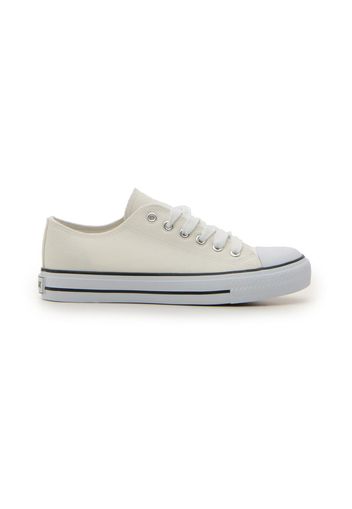 W Max Sneakers Donna Bianco In Materie Tessili Con Chiusura Stringata