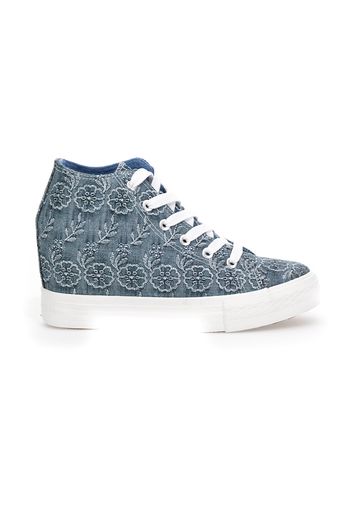 W Max Sneakers Donna Blu In Materie Tessili Con Chiusura Con