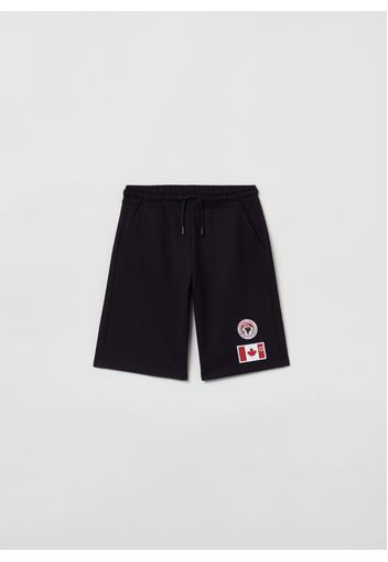 Bermuda Jogger Con Patch Canada Trail, Uomo, Nero, Taglia: 10-11