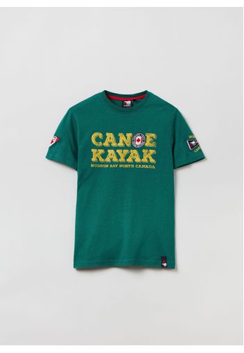 T-shirt Girocollo In Cotone Canada Trail, Uomo, Verde scuro, Taglia: 10-11