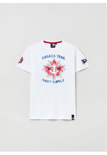 T-shirt Con Stampa E Patch Canada Trail, Uomo, Bianco, Taglia: 10-11