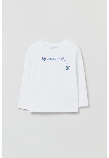 T-shirt in cotone slub con stampa lettering