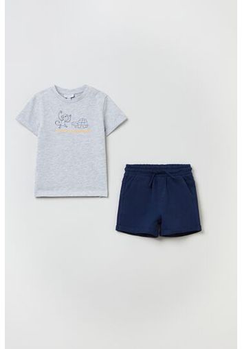 Jogging set t-shirt e shorts con stampa animaletti