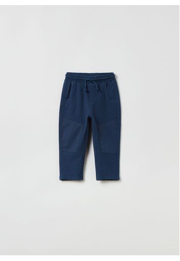 Joggers In Cotone Dobby Con Toppe, Uomo, Blu navy, Taglia: 24-30