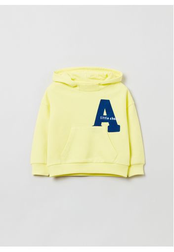 Felpa Con Cappuccio E Stampa Lettering, Uomo, Giallo limone, Taglia: 30-36