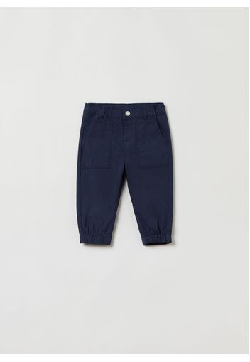 Pantaloni In Popeline Tinta Unita, Uomo, Blu scuro, Taglia: 30-36