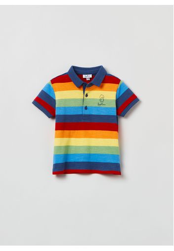 Polo A Righe Con Stampa Pulcino, Uomo, Azzurro/Giallo, Taglia: 30-36