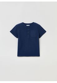 T-shirt In Cotone Scollo Serafino, Uomo, Blu navy, Taglia: 12-18