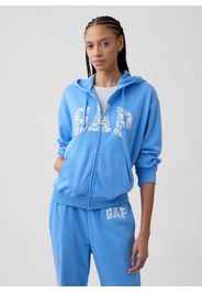 GAP, Felpa In Misto Cotone Azzurra Regular Fit Con Zip E Cappuccio, Donna, Azzurro, Taglia: L