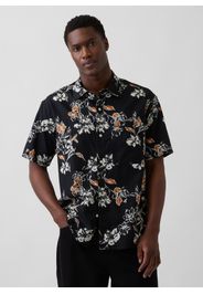 GAP, Camicia A Fiori In Misto Lino E Cotone, Uomo, Nero, Taglia: L