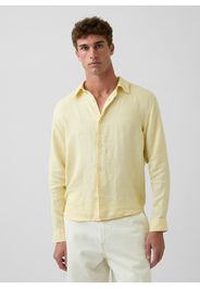 GAP, Camicia In Puro Lino, Uomo, Giallo, Taglia: L