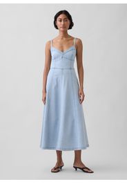GAP, Abito Midi In Cotone Elasticizzato, Donna, Azzurro, Taglia: XS
