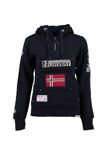 GEOGRAPHICAL NORWAY, Felpa Half-zip Con Cappuccio Geographical Norway, Donna, Blu navy, Taglia: S