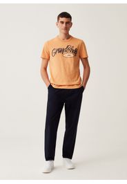 T-shirt In Cotone Slub Stampa Workwear Grand&hills, Uomo, Arancione chiaro, Taglia: L
