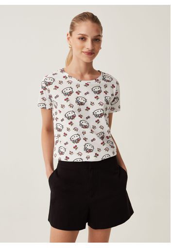 T-shirt Con Stampa Hello Kitty All-over, Donna, Bianco, Taglia: M