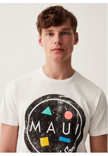 T-shirt In Cotone Con Stampa Maui And Sons, Uomo, Bianco, Taglia: S