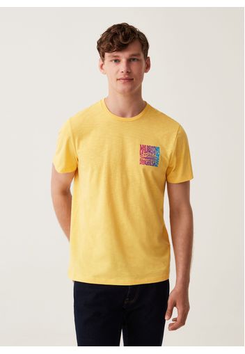 T-shirt In Cotone Slub Stampa Maui And Sons, Uomo, Giallo banana, Taglia: S