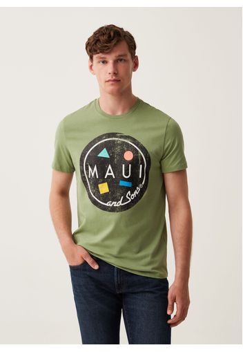 T-shirt In Cotone Stampa Maui And Sons, Uomo, Verde muschio, Taglia: S