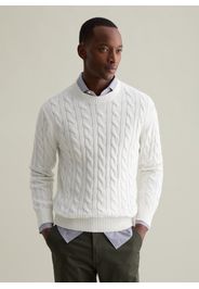 PIOMBO, Pullover Con Lavorazione A Treccia, Uomo, Bianco, Taglia: XXL