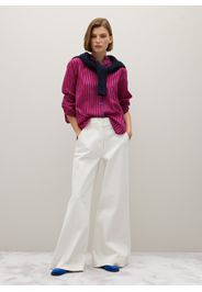 PIOMBO, Jeans Bianco A Gamba Larga Denim In Misto Cotone, Donna, Bianco, Taglia: 42