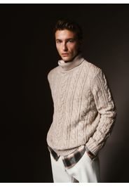 PIOMBO, Dolcevita Bordeaux Con Design A Trecce In Misto Lana, Uomo, Rosso, Taglia: L