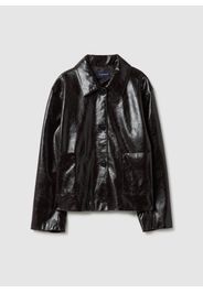 PIOMBO, Giacca Nera Lucida Regular Fit Con Colletto E Bottoni, Donna, Nero, Taglia: S