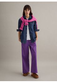 PIOMBO, Pantaloni In Cotone Elasticizzato Multicolor Regular Fit Con Fantasia, Donna, Multicolor, Taglia: 38