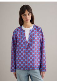 PIOMBO, Camicia In Misto Lyocell Multicolor Regular Fit Deep V, Donna, Multicolor, Taglia: L