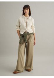 PIOMBO, Pantaloni Chino In Cotone Elasticizzato Bianchi Regular Fit, Donna, Bianco, Taglia: 46