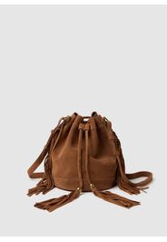 PIOMBO, Borsa In Vera Pelle Marrone Con Frange, Donna, Marrone, Taglia: ONE SIZE