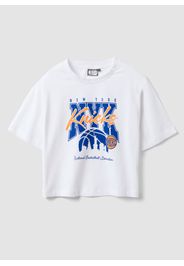 NBA, T-shirt In Puro Cotone Bianca Da Ragazza Regular Fit New York Knicks, Bambina, Bianco, Taglia: 10-11