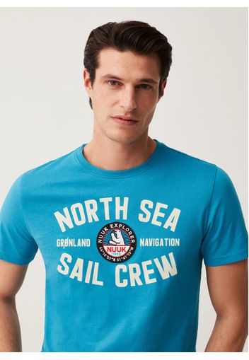 T-shirt In Cotone Nuuk Explorer, Uomo, Azzurro turchese, Taglia: S