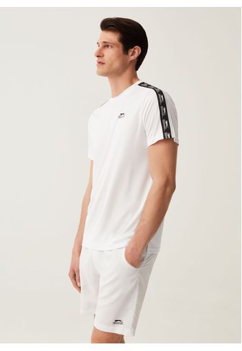 T-shirt Tennis Con Bande A Contrasto Slazenger, Uomo, Bianco ottico, Taglia: S