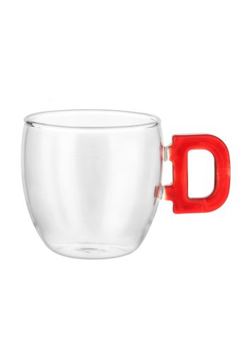 Tazzina caffè lettera D rossa in vetro borosilicato, 150 ml