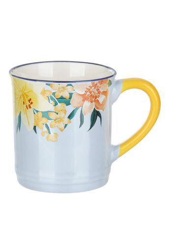 Tazza mug fiori 310 ml in porcellana bianca e gialla