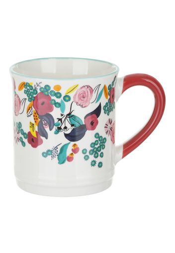 Tazza mug fiori 310 ml in porcellana bianca e rossa