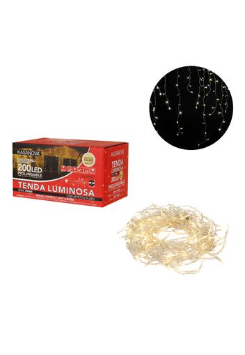 Tenda luci di Natale 200 LED estensibile bianco caldo