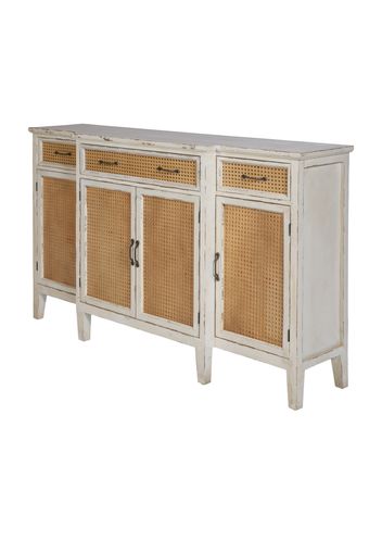 Credenza 4 ante e 3 cassetti in legno d'abete e paglia di Vienna