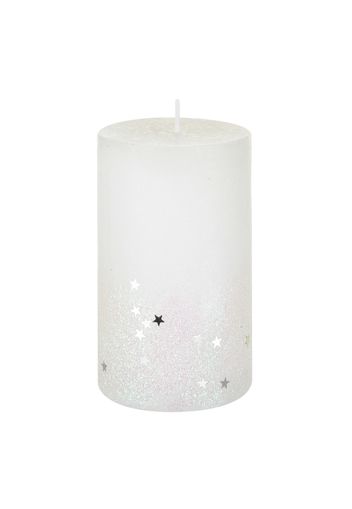 Candela glitter bianco 12x7 cm