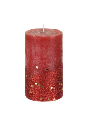 Candela glitter rosso 12x7 cm