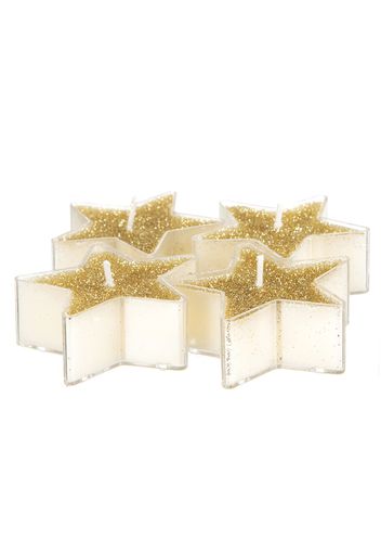 Set 4 candele stelle oro glitter